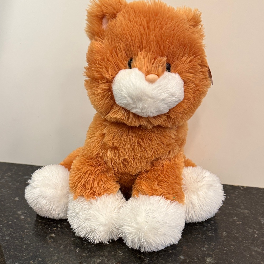 Gund Orange White KITTY Cat Plush Lovey. NWT. Size 13”